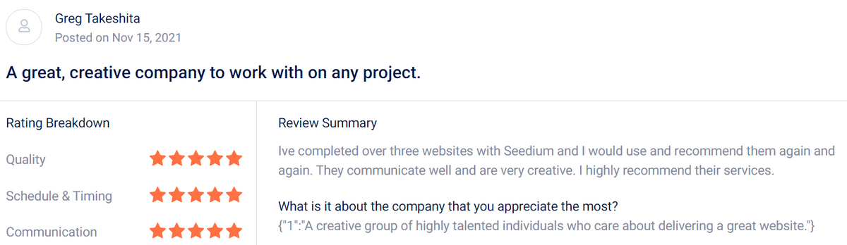 Seedium testimonials on GoodFirms