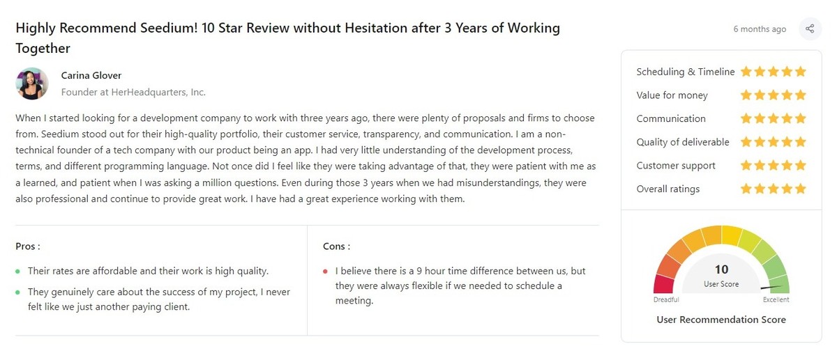 client's review
